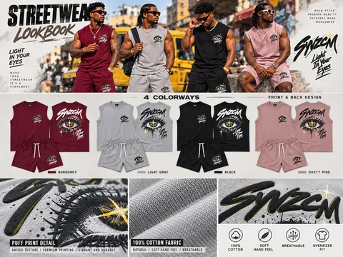 Collection and garment reference sheet for SYVZCM Emblem Shorts Set