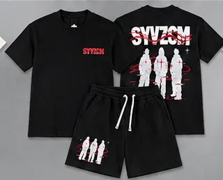 SYVZCM Silhouette Shorts Set — Black garment display