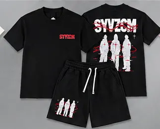 SYVZCM Silhouette Shorts Set — Black garment display